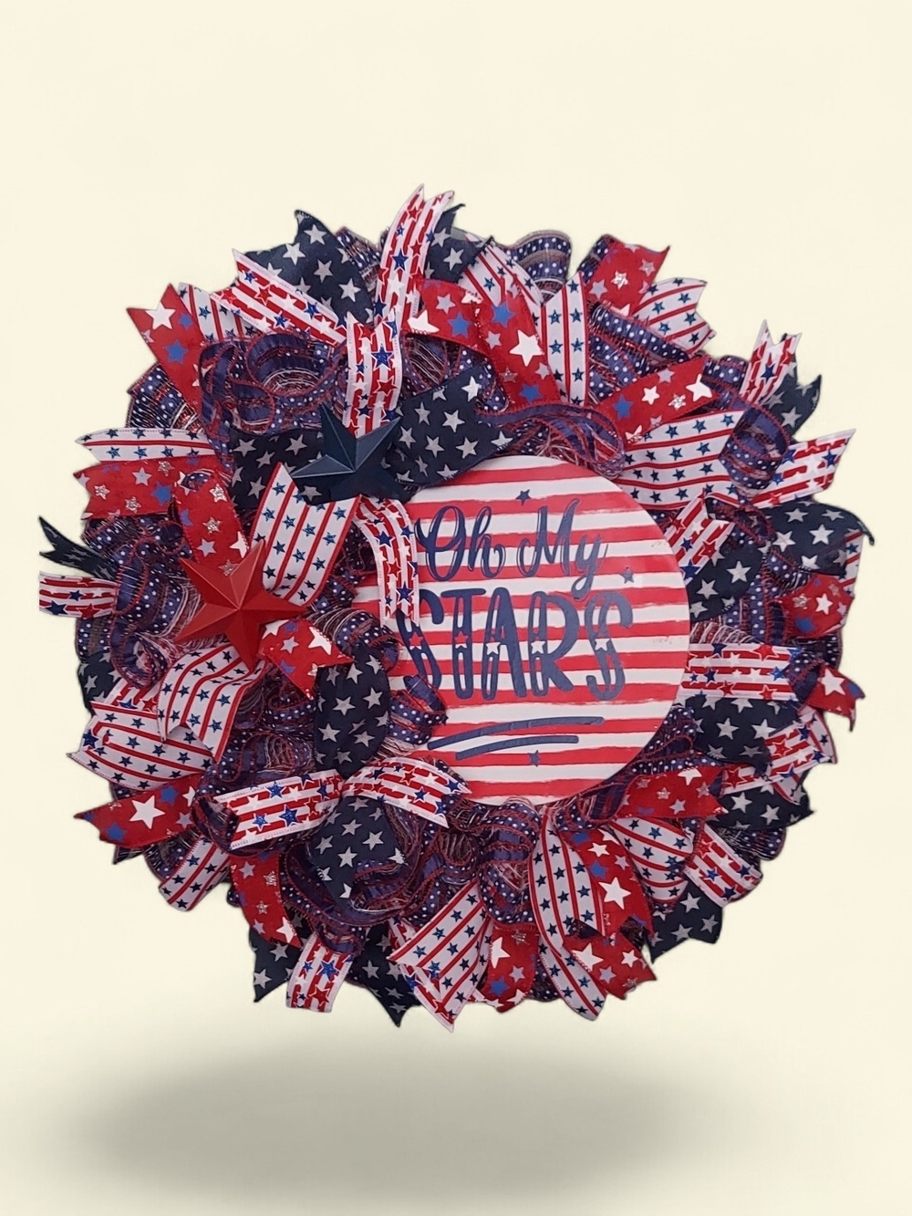Oh My Stars Patriotic Red, White & Blue Holiday Wreath